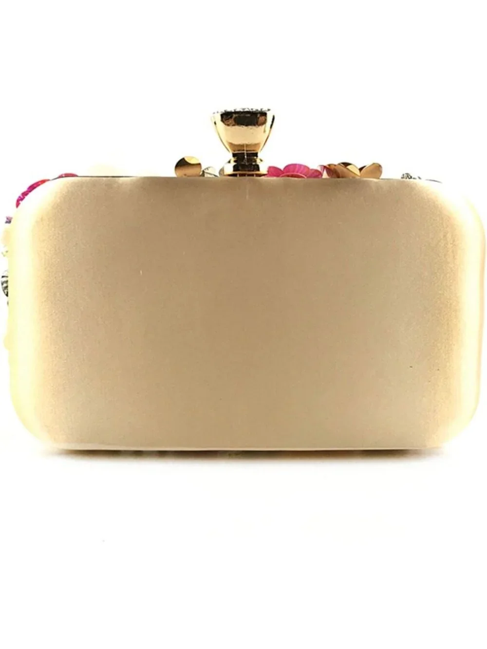 Women's Gold Clutches Flower Evening Handbag Chain Strap Elegant Shoulder Bag